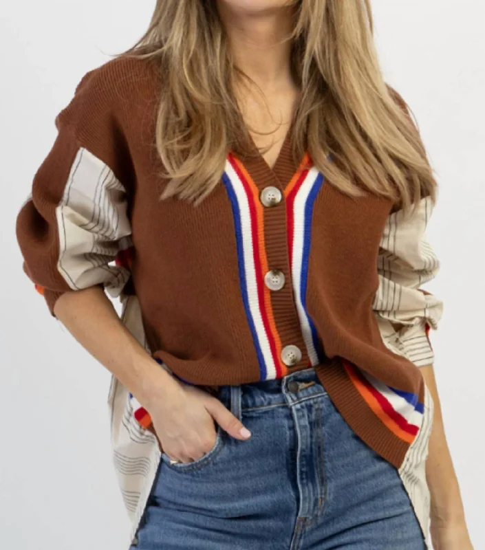 Deep Savings Charlie Hi-Lo Contrast Cardi In Choco