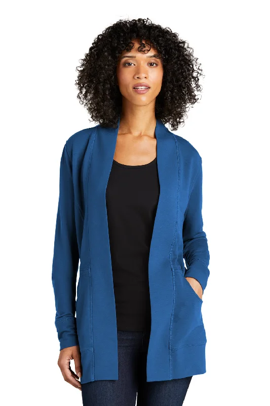 Port Authority Womens Microterry Snag Resistant Long Sleeve Cardigan Sweater - Aegean Blue