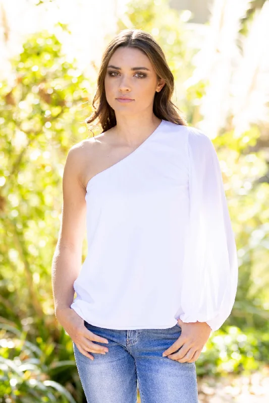 Amelia One Shoulder Top White