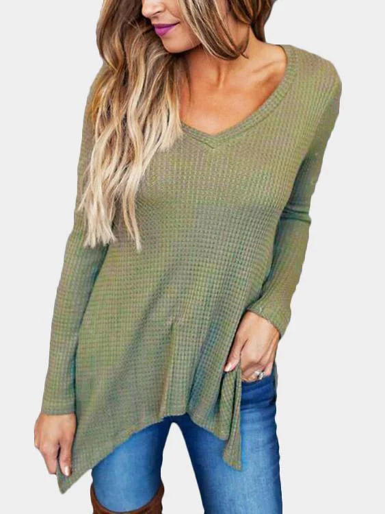 Custom V-Neck Long Sleeve Green Top