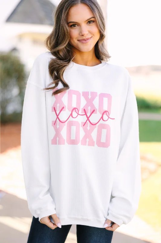 XOXO White Corded Graphic Sweatshirt