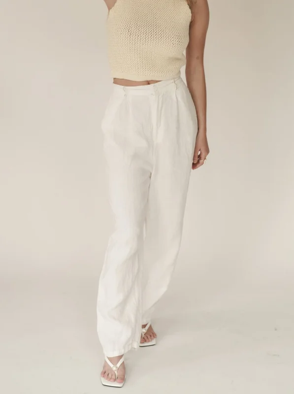 Nora White Linen Pants (Final Sale）