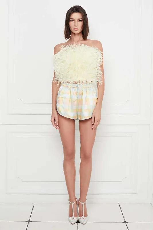 Checkered Print Silk Satin Shorts