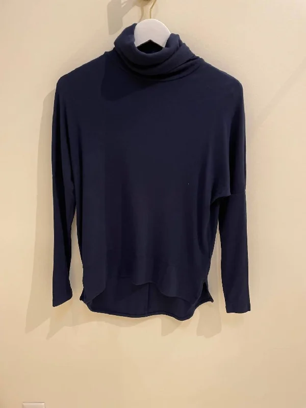 Daily Deals Long Sleeve Rib Turtleneck Top In Harbour