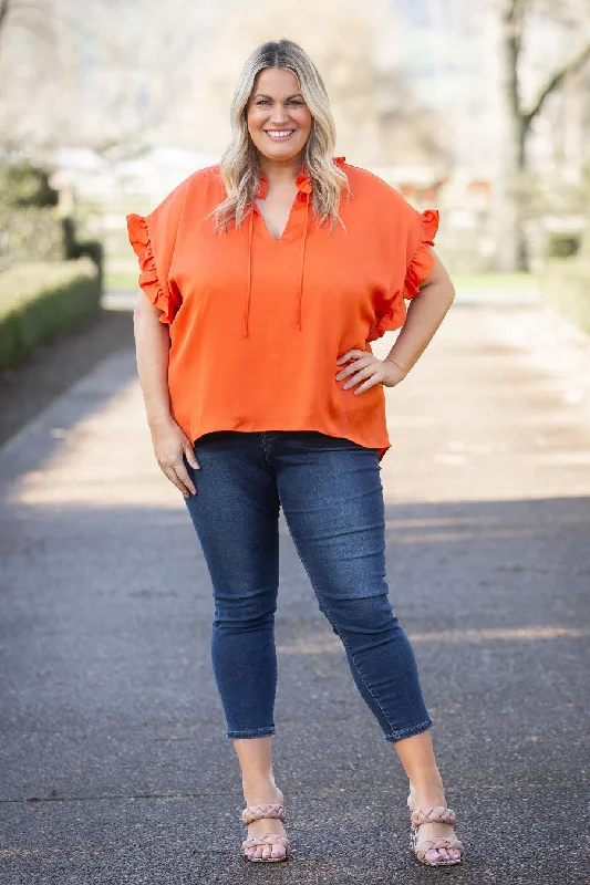 Scarlett V Neck Top Orange