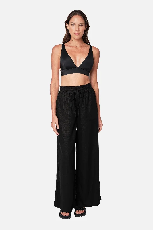 Linen Palazzo Pants BLACK