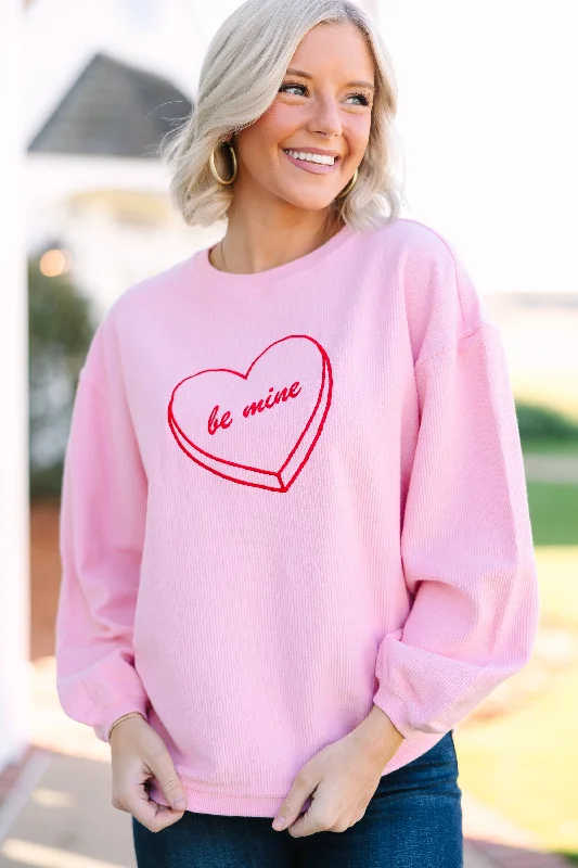 Be Mine Blush Pink Embroidered Sweatshirt