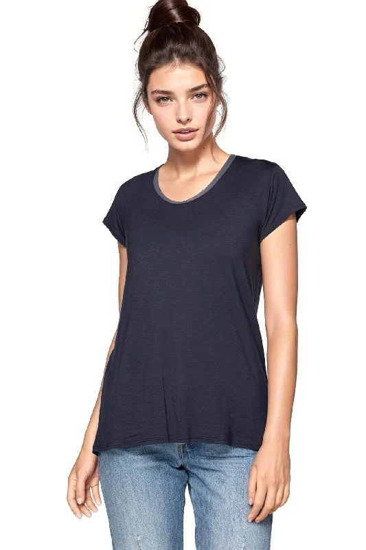 Mesh Trim Rayon Jersey Layering Tee