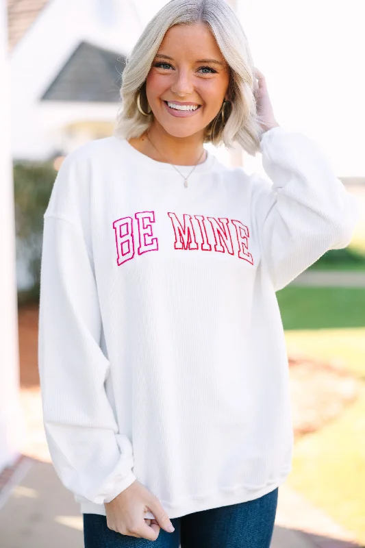 Will You Be Mine White Embroided Sweatshirt