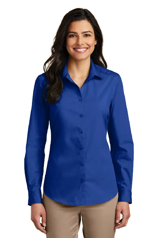 Port Authority Womens Carefree Stain Resistant Long Sleeve Button Down Shirt - True Royal Blue