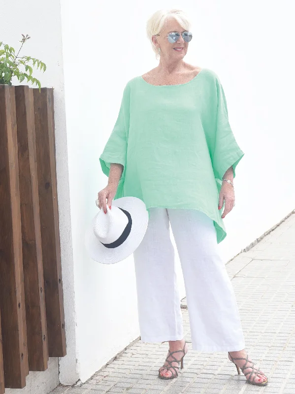 Fernanda Fine Linen Top - Mint