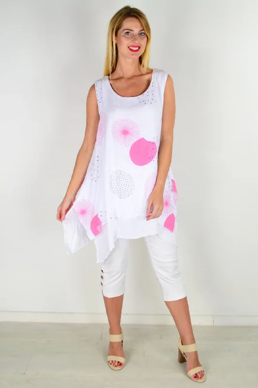 Pink Circle Sleeveless Tunic Top