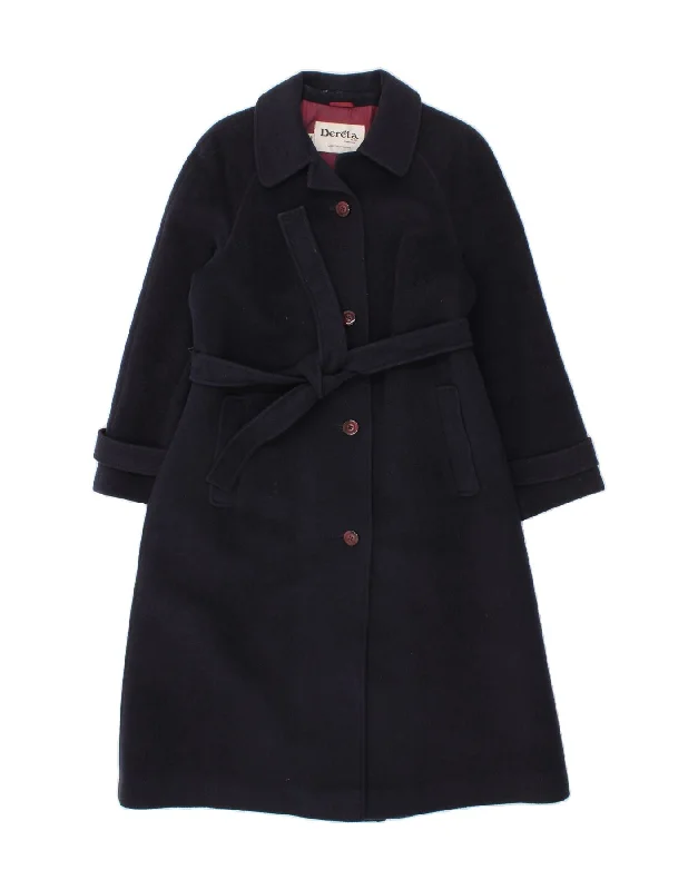 DERETA Womens Overcoat UK 16 Large Navy Blue Wool