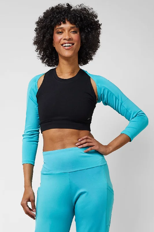 Long Sleeve Shrug Aqua