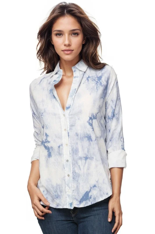 Lily Button Down Cotton Shirt Tie Dye Print