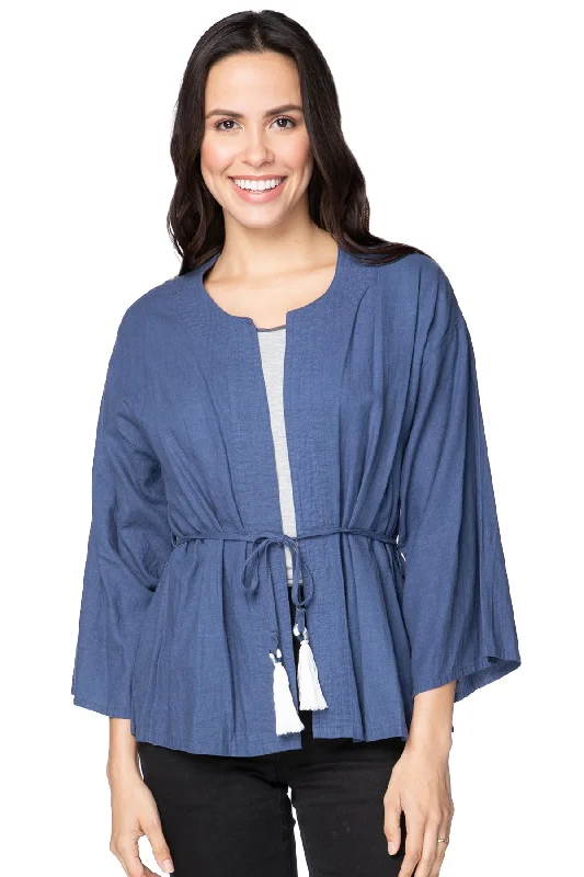 Meredith Linen Kimono Quilted Front Panel Jacket