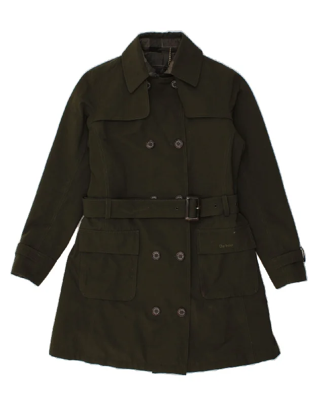 BARBOUR Womens Trench Coat UK 10 Small Green Cotton