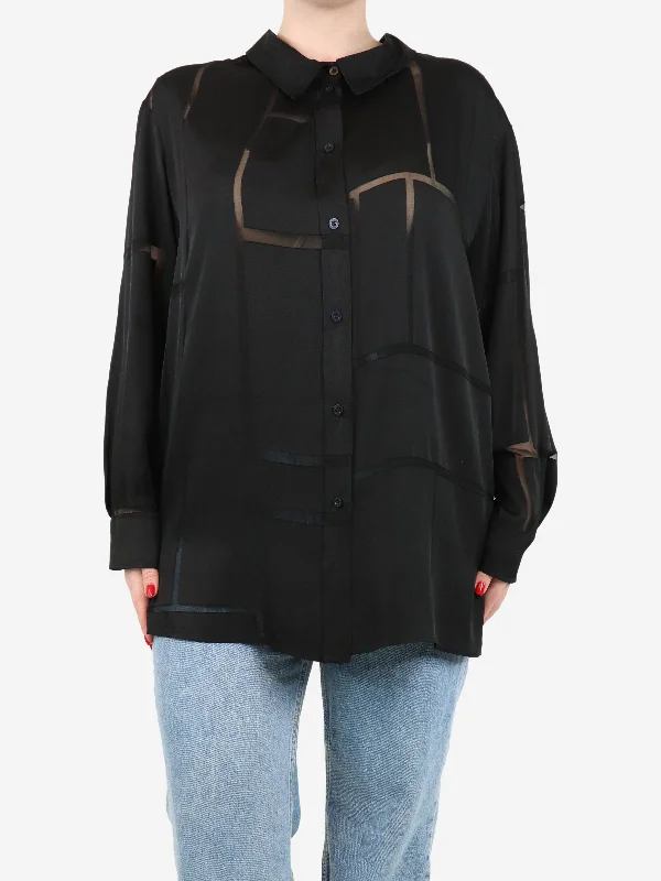 Black long-sleeved shirt - size UK 10