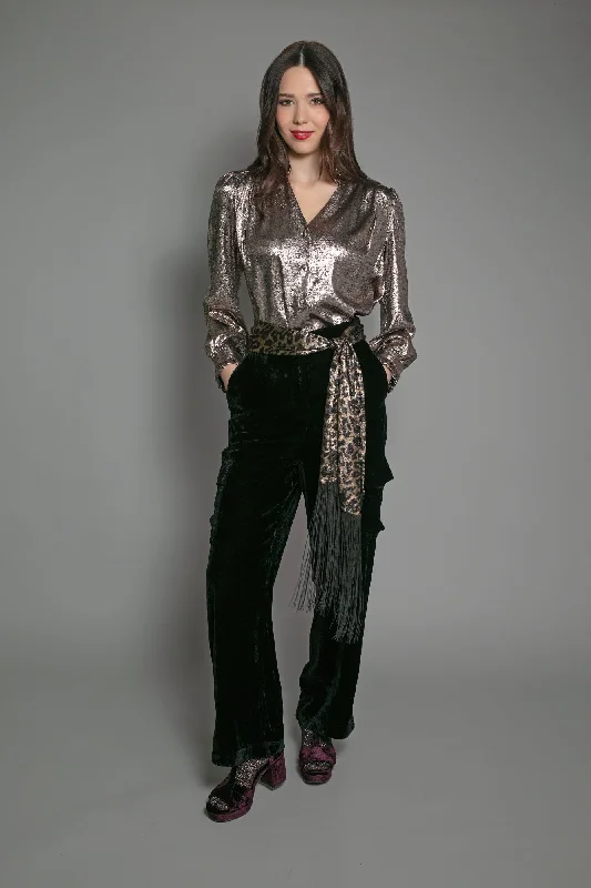 SYLVIA LAME BLOUSE IN LIGHT BRONZE